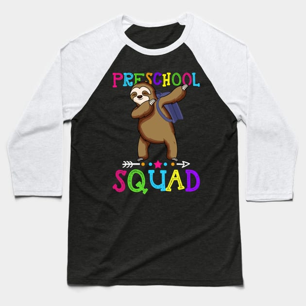 Sloth Team Preschool Squad Teacher Back To School Baseball T-Shirt by kateeleone97023